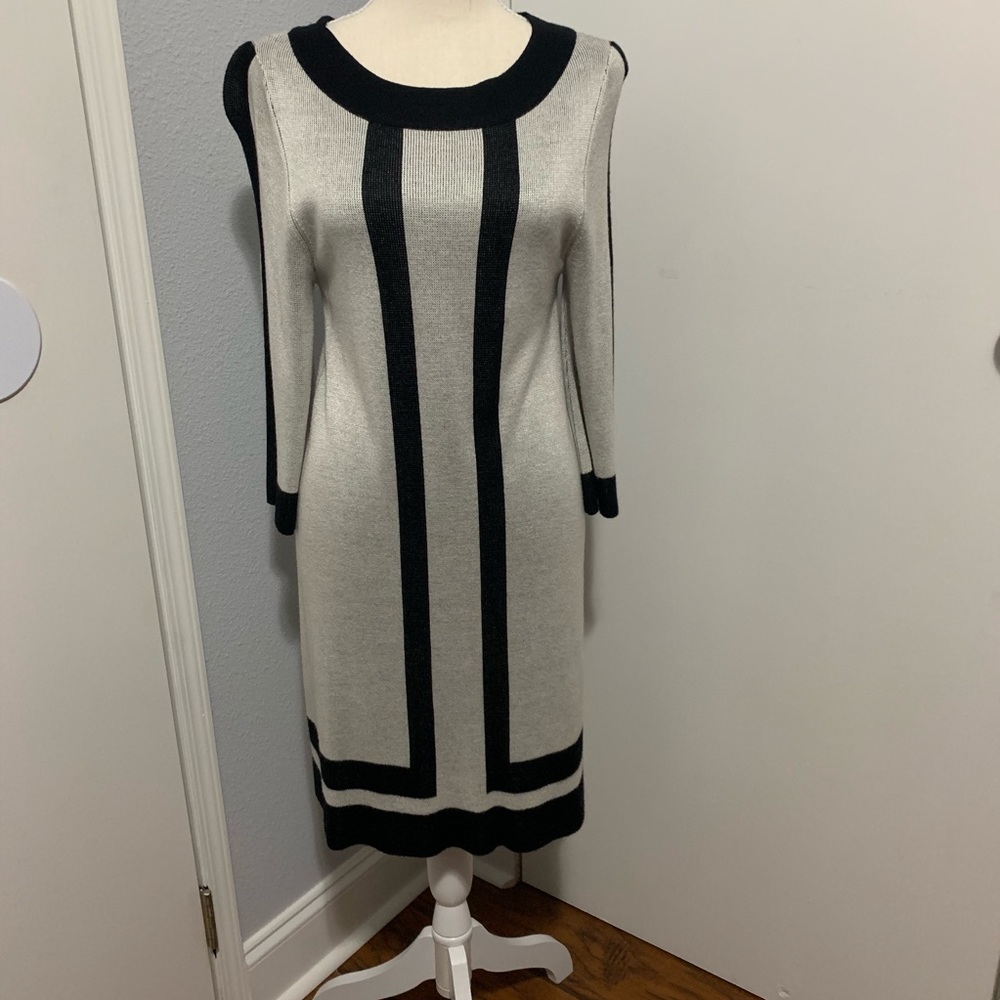 Alice + Olivia Silver Gray and Black Dress